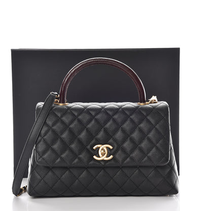 Chanel Caviar Lizard Embossed Quilted Small Coco Handle Flap Black 8 of 10