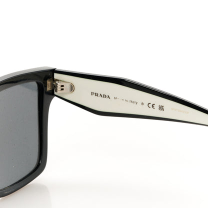 Prada Acetate Square Sunglasses SPR 24Z Black White 6 of 8