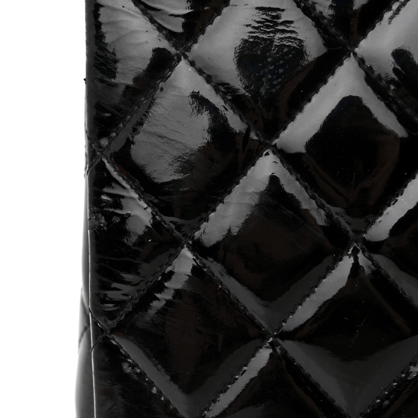 Patent Quilted Maxi Double Flap Black