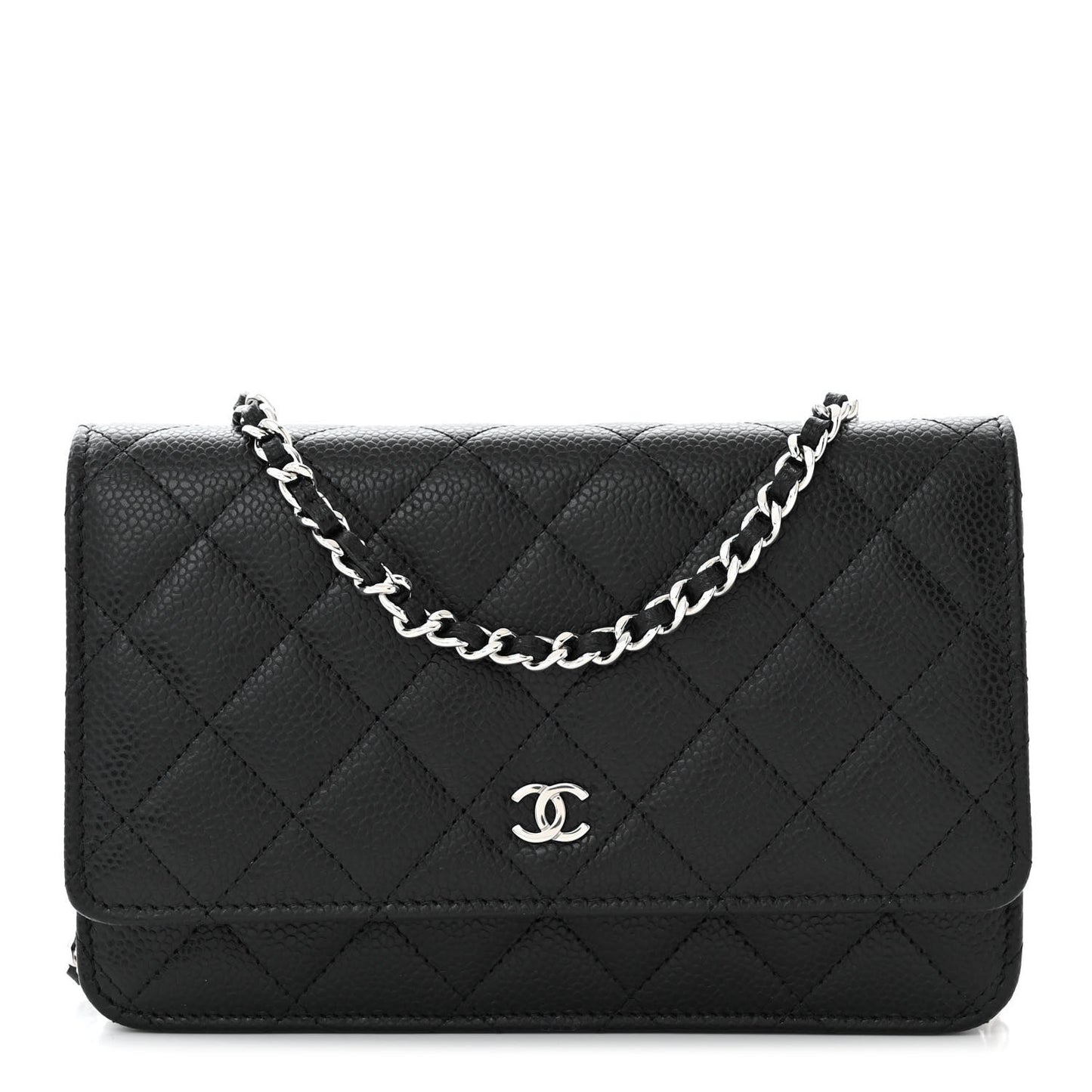 Caviar Quilted Wallet on Chain WOC Black