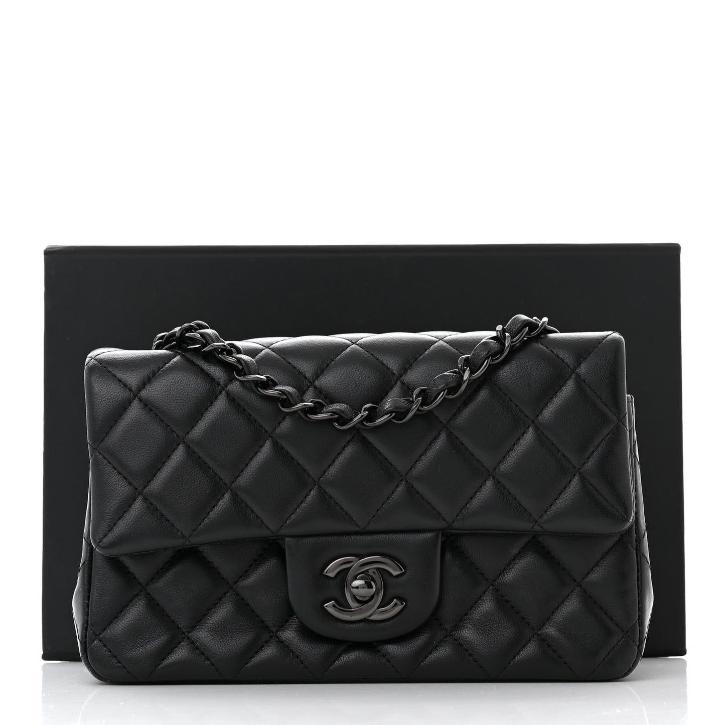 Lambskin Quilted Mini Rectangular Flap So Black