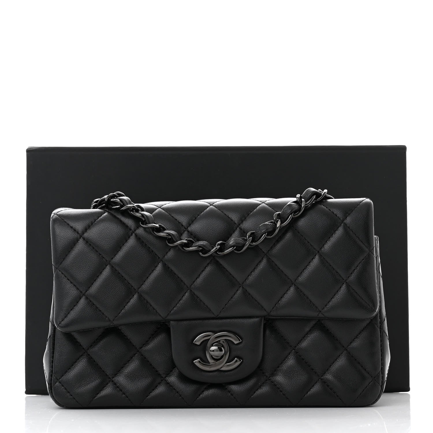 Chanel Lambskin Quilted Mini Rectangular Flap So Black 11 of 11