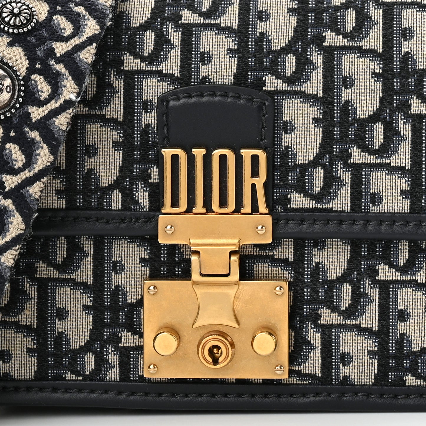 Oblique Small DiorAddict Flap Bag Navy Blue