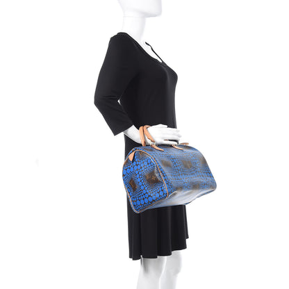 Louis Vuitton Monogram Kusama Town Speedy 30 Blue 2 of 12