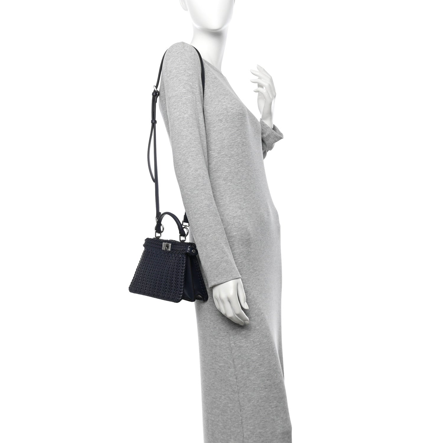Fendi Vitello King Shiny Nappa Intreccio Petite Peekaboo I SEE U