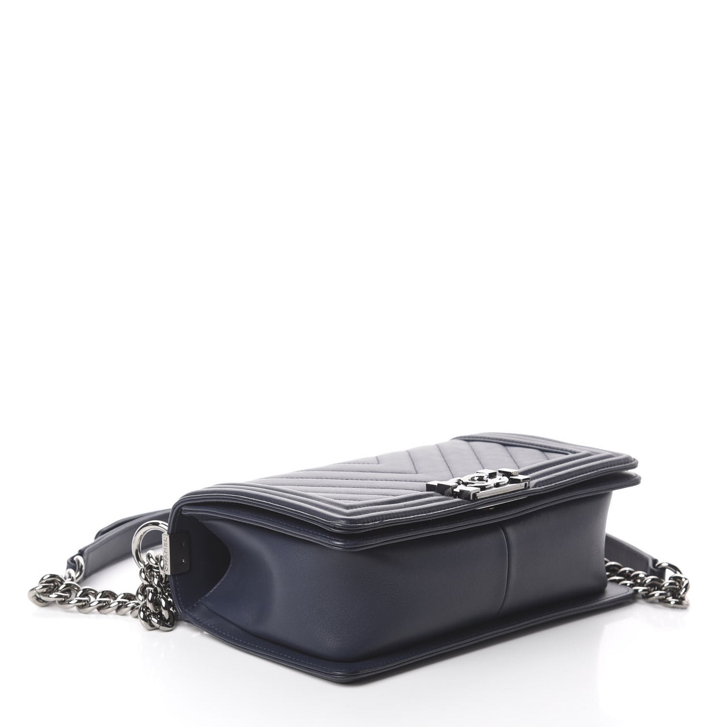 Lambskin Chevron Medium Boy Flap Dark Navy Blue