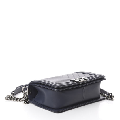 Chanel Lambskin Chevron Medium Boy Flap Dark Navy Blue 3 of 9