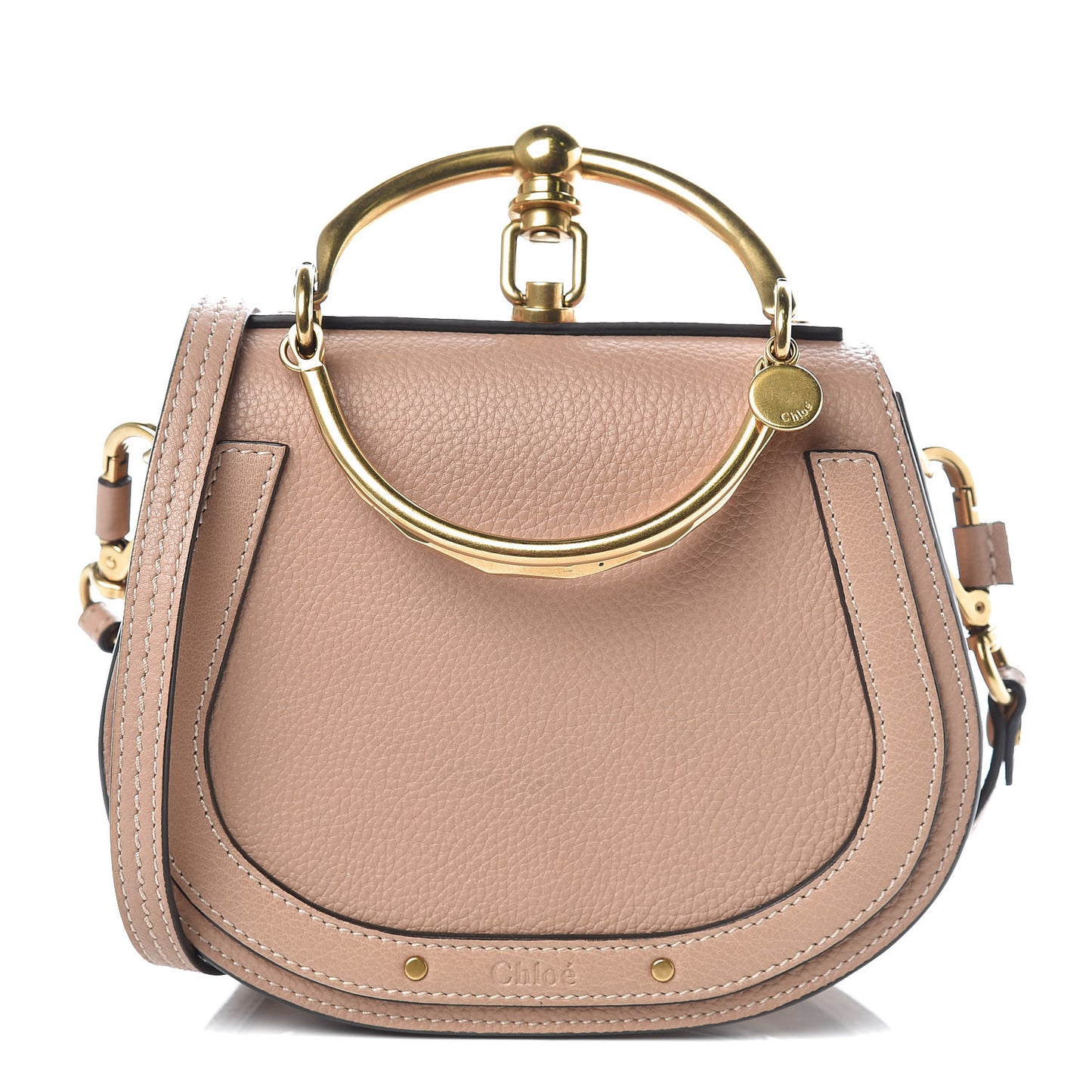 Calfskin Suede Small Nile Bracelet Bag Biscotti Beige