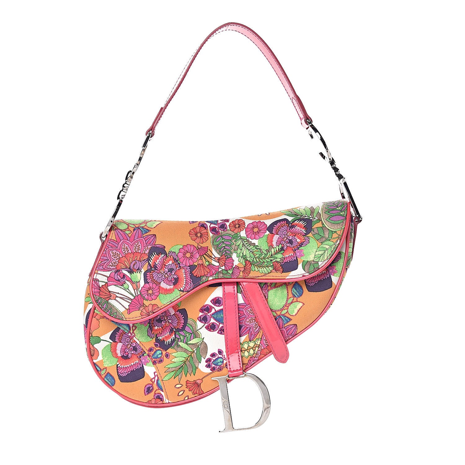 Christian Dior Canvas Floral Saddle Bag Multicolor 1 of 10