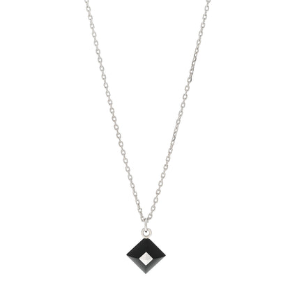 Hermes Palladium Plated Medor Folk Pendant Necklace Black 1 of 5