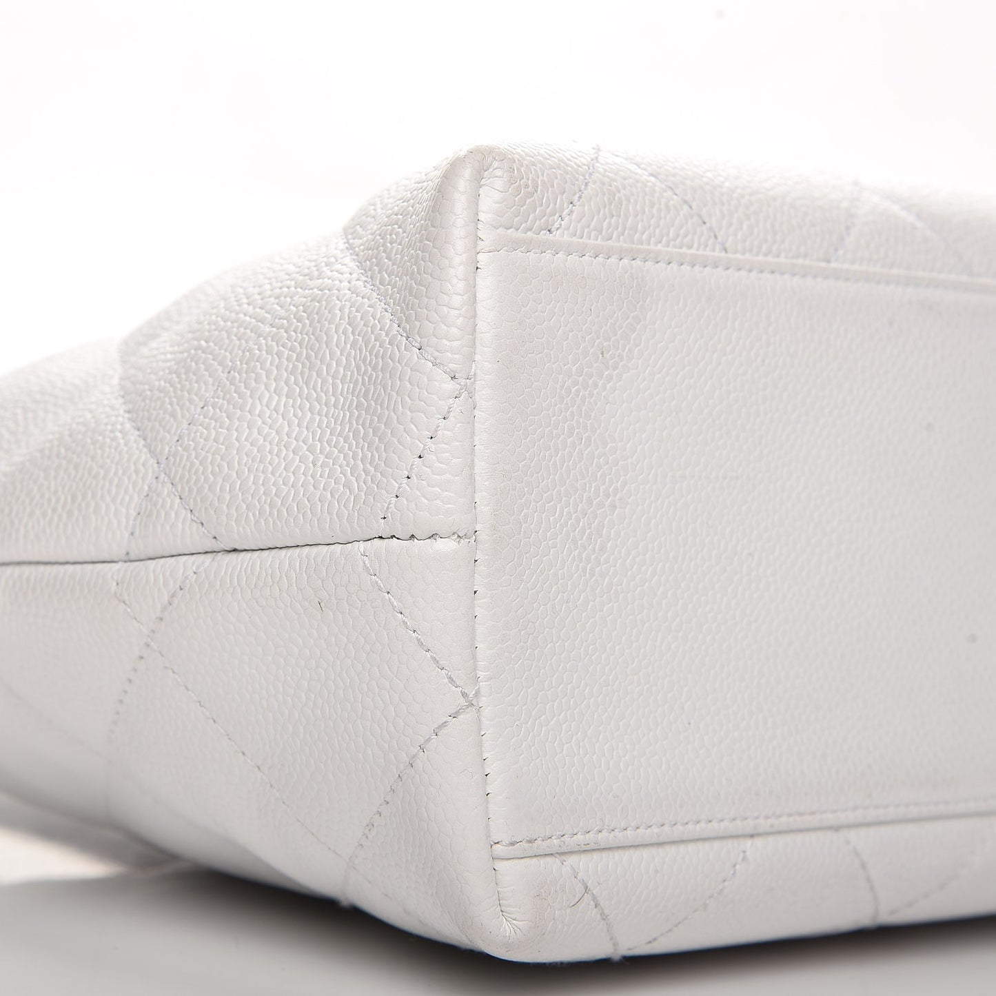 Caviar CC Wood Handle Tote White