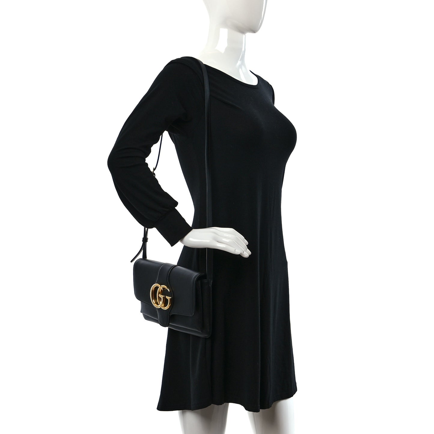 Vitello Palmellato Lux Small Arli Flap Shoulder Bag Black