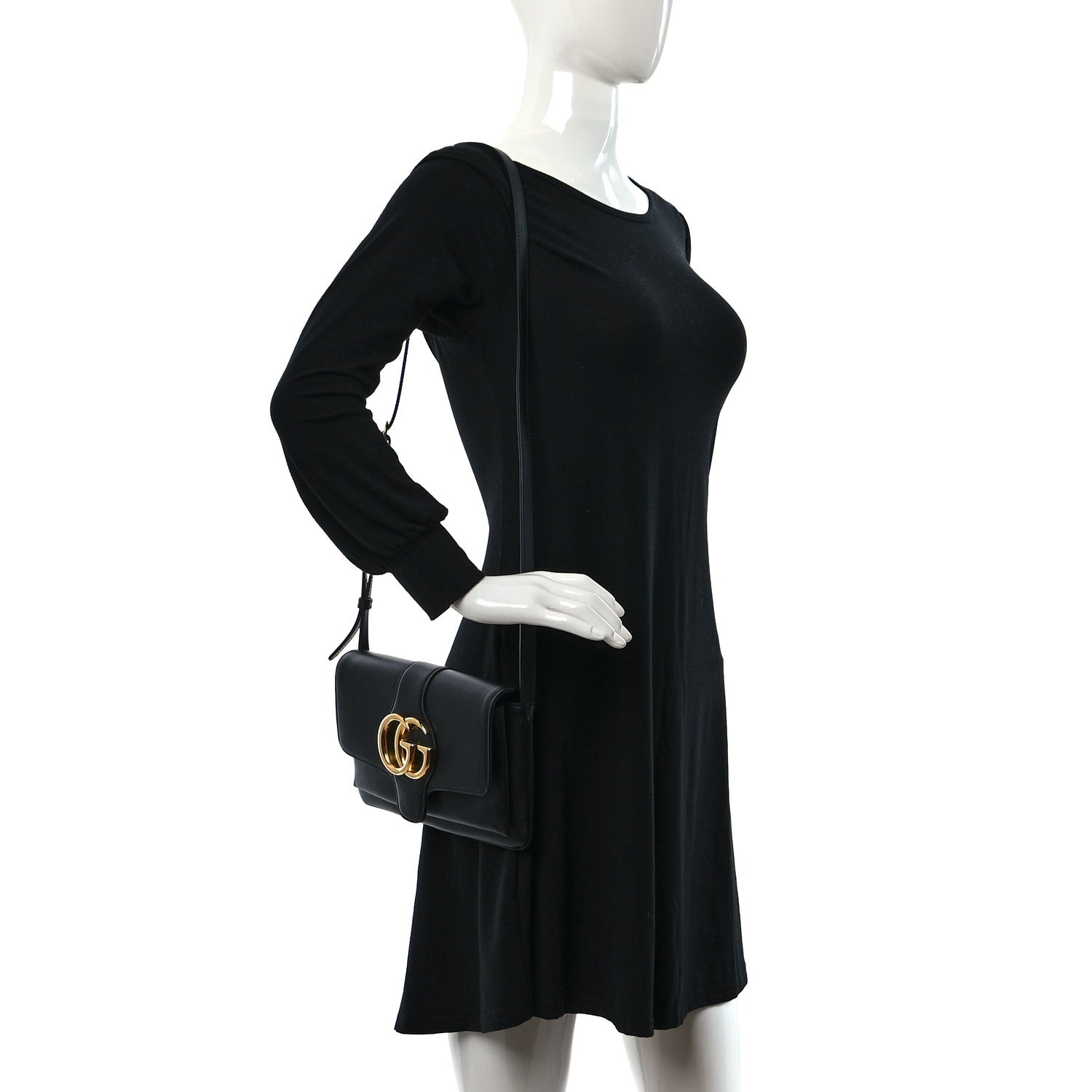 Gucci Vitello Palmellato Lux Small Arli Flap Shoulder Bag Black 2 of 9