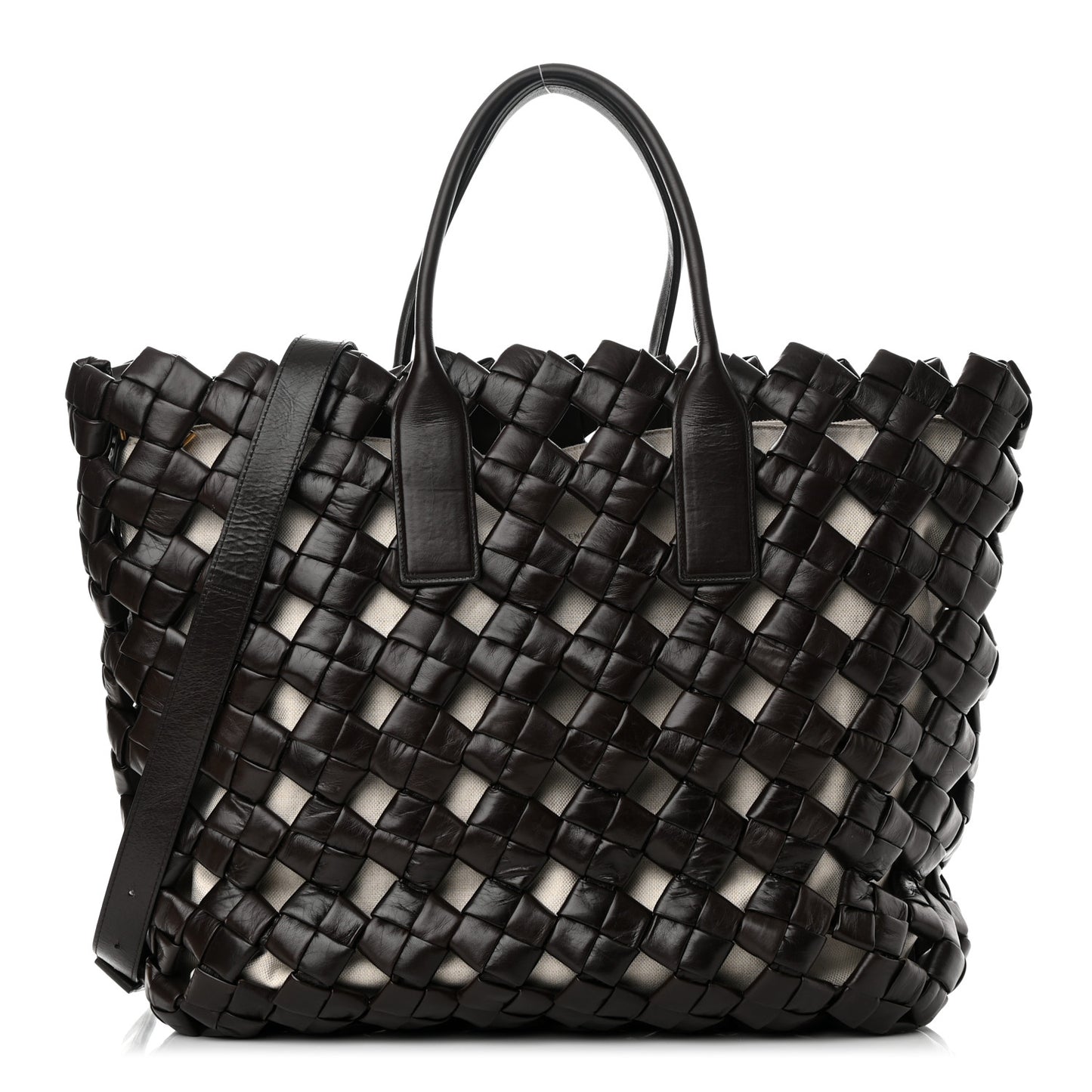 Nappa Intrecciato Linen Medium North South Tote Fondant