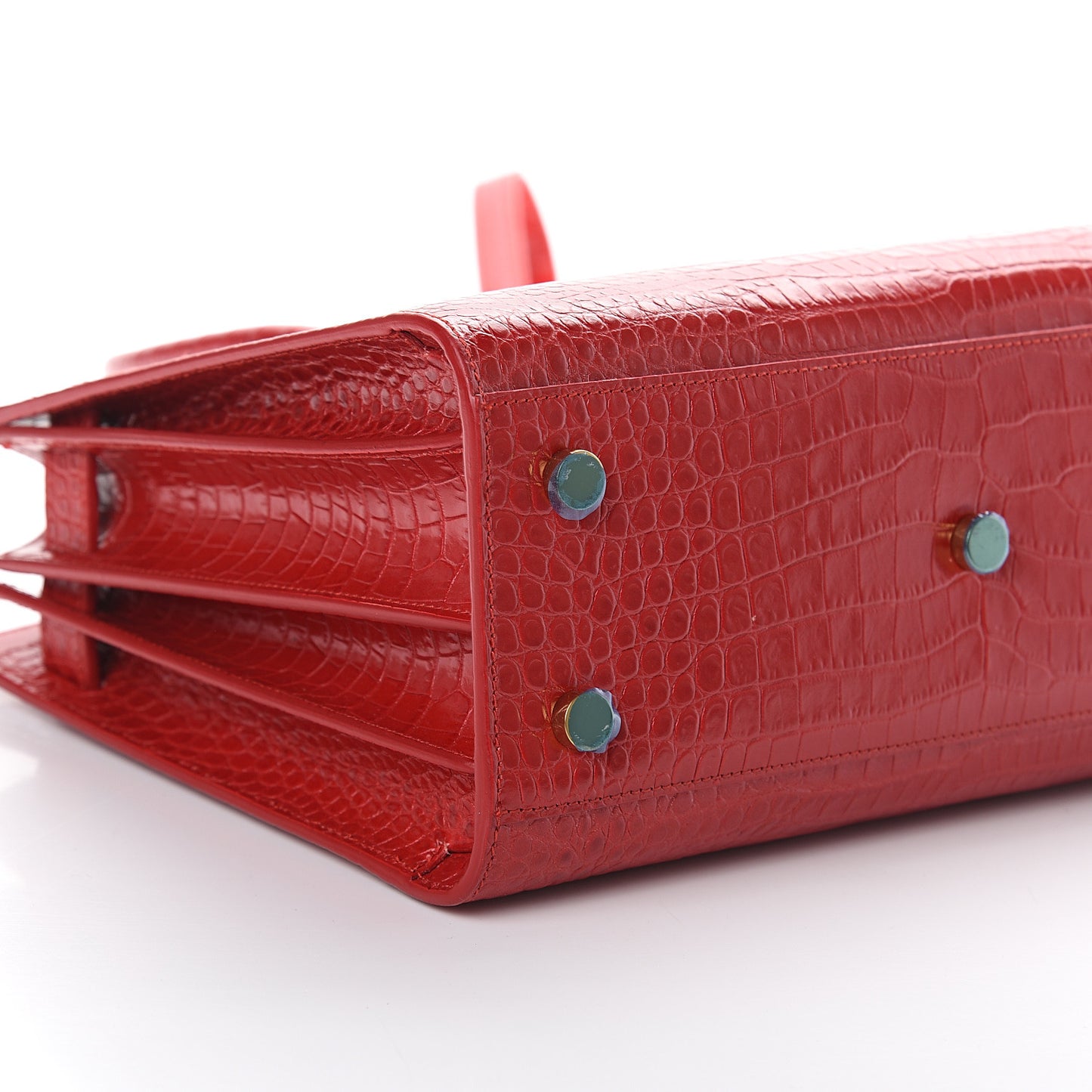 Calfskin Crocodile Embossed Baby Sac De Jour Red