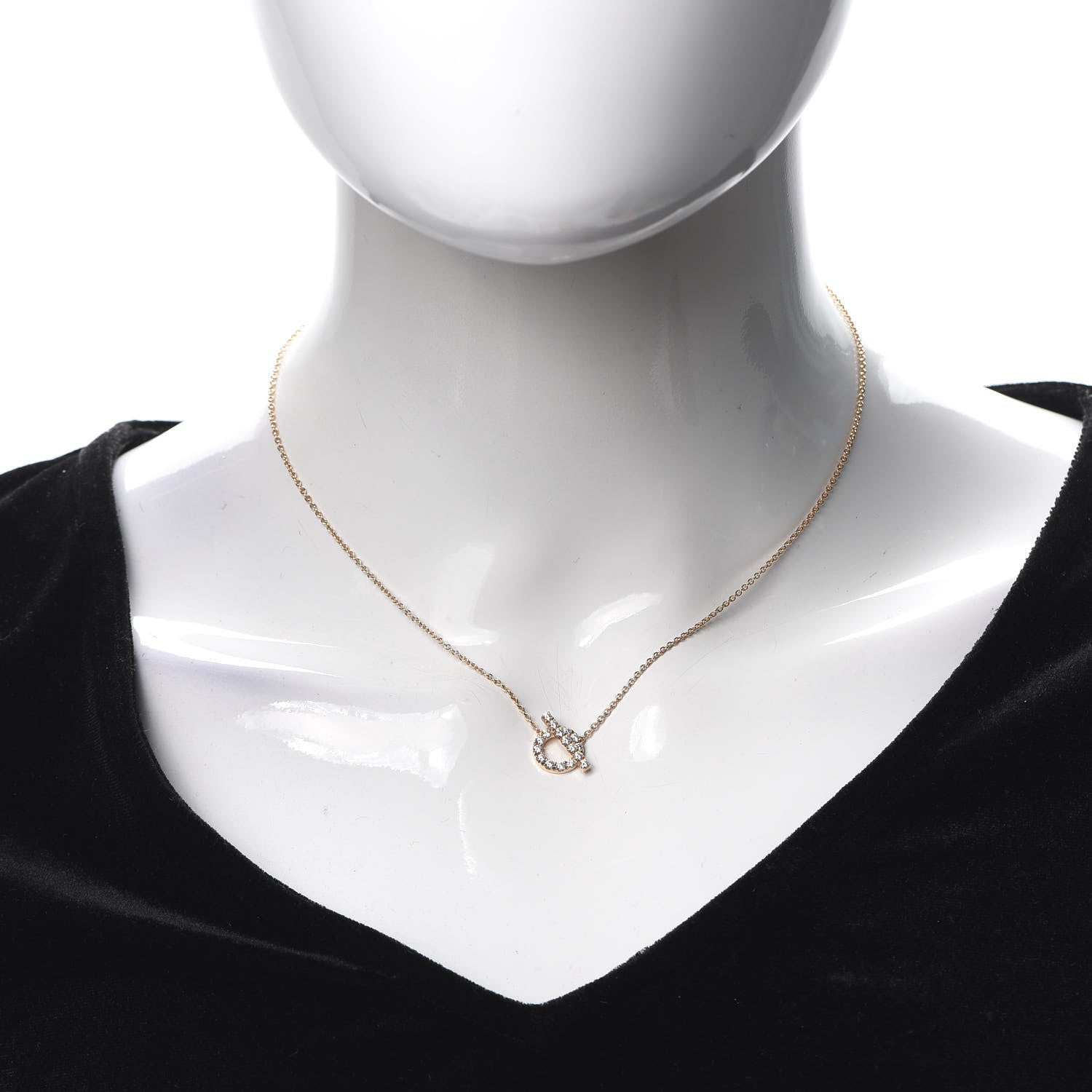 Hermes 18K Rose Gold Diamond Finesse Pendant Necklace 2 of 6