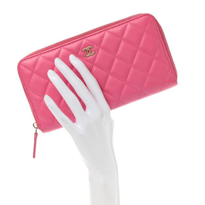 Chanel Caviar Quilted Large Gusset Zip Around Wallet Pink 2 of 9