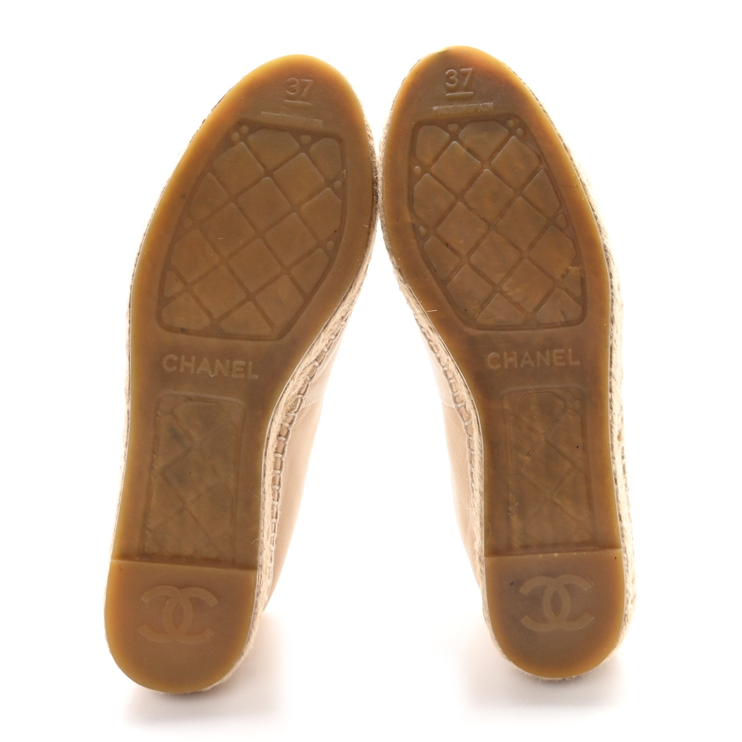 Chanel Lambskin CC Espadrilles 37 Beige Black 6 of 10