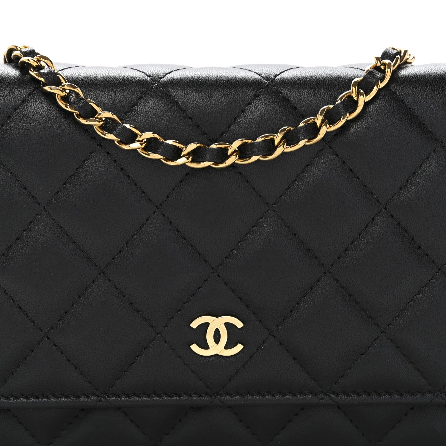 Chanel Lambskin Quilted Wallet On Chain WOC Black 9 of 12