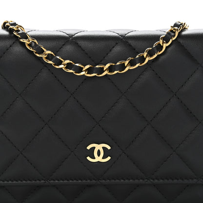 Chanel Lambskin Quilted Wallet On Chain WOC Black 9 of 12