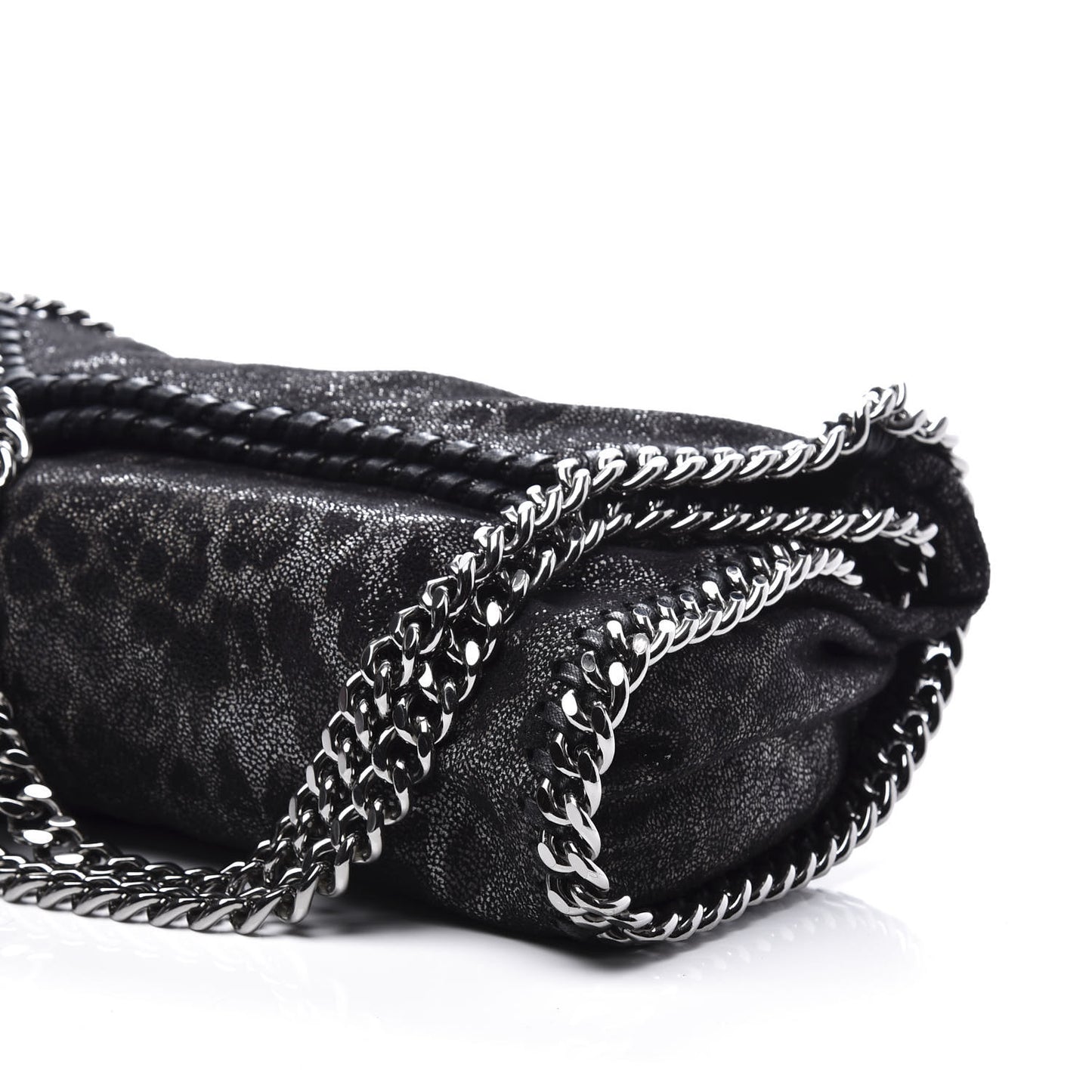 Shaggy Deer Leopard Print Mini Falabella Tote Black