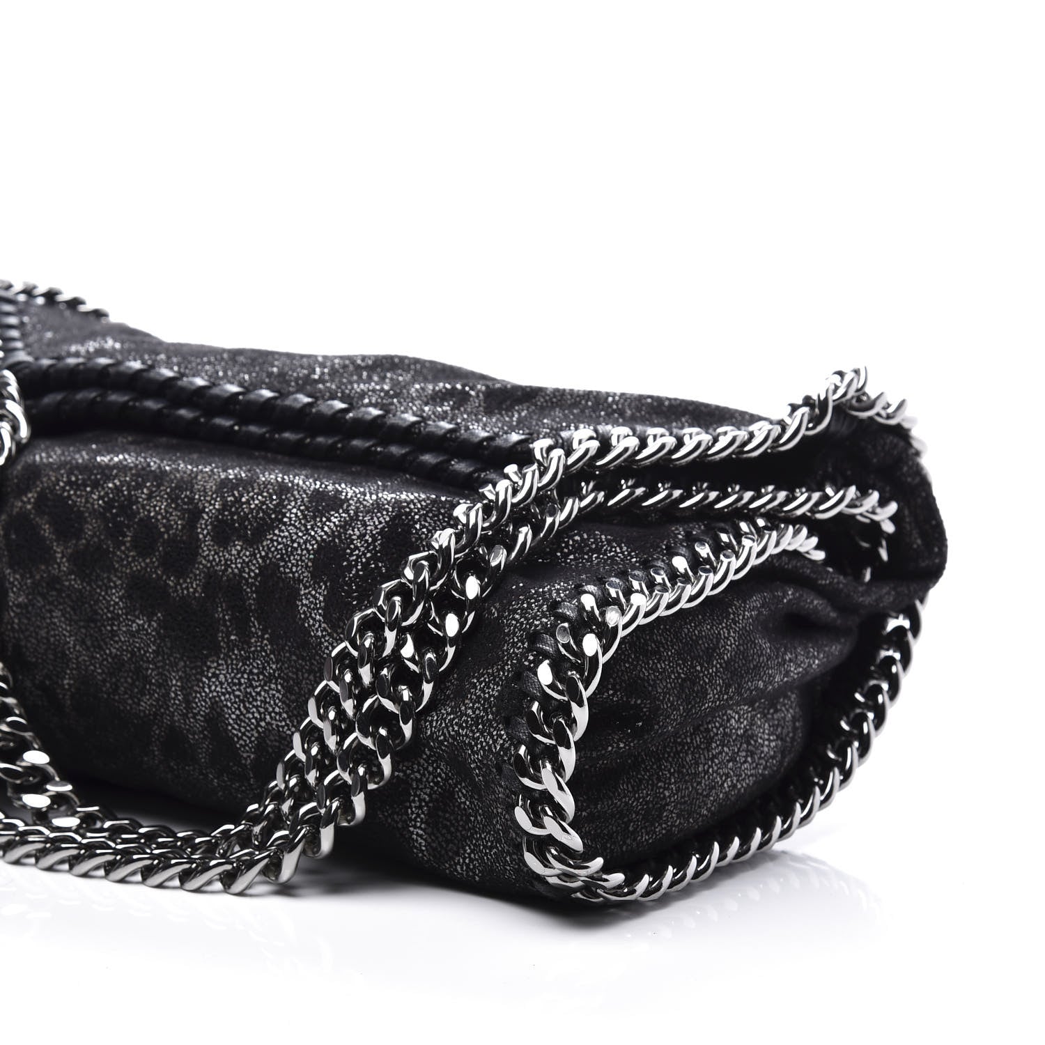 Stella McCartney Shaggy Deer Leopard Print Mini Falabella Tote Black 6 of 8