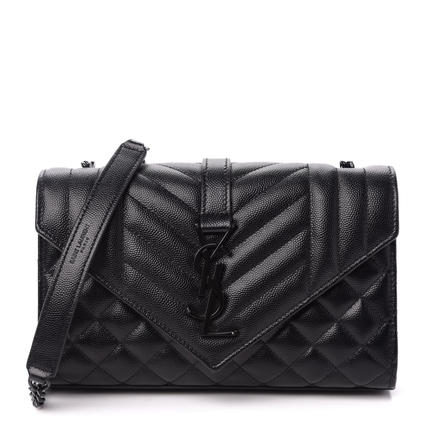 Grain De Poudre Textured Mixed Matelasse Triquilt Small Monogram Satchel Black