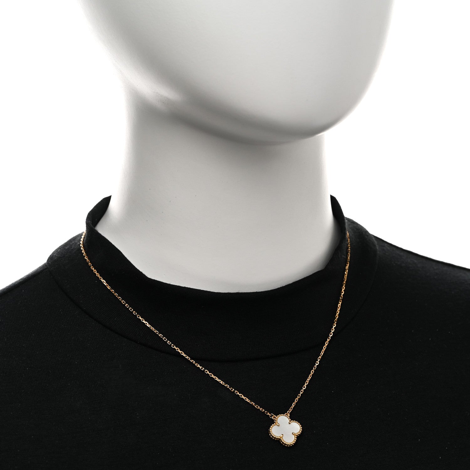 Van Cleef & Arpels 18K Yellow Gold Mother of Pearl Vintage Alhambra Pendant Necklace 2 of 5