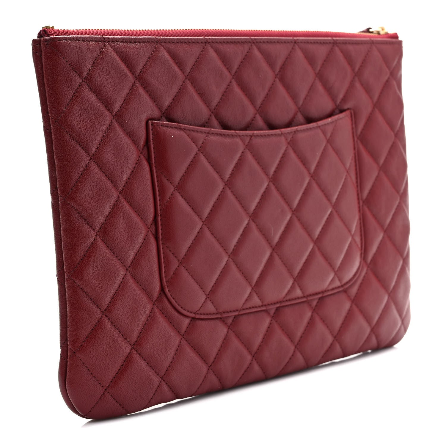 Chanel Lambskin Quilted Chanel 19 Medium Cosmetic Case Burgundy 3 of 7