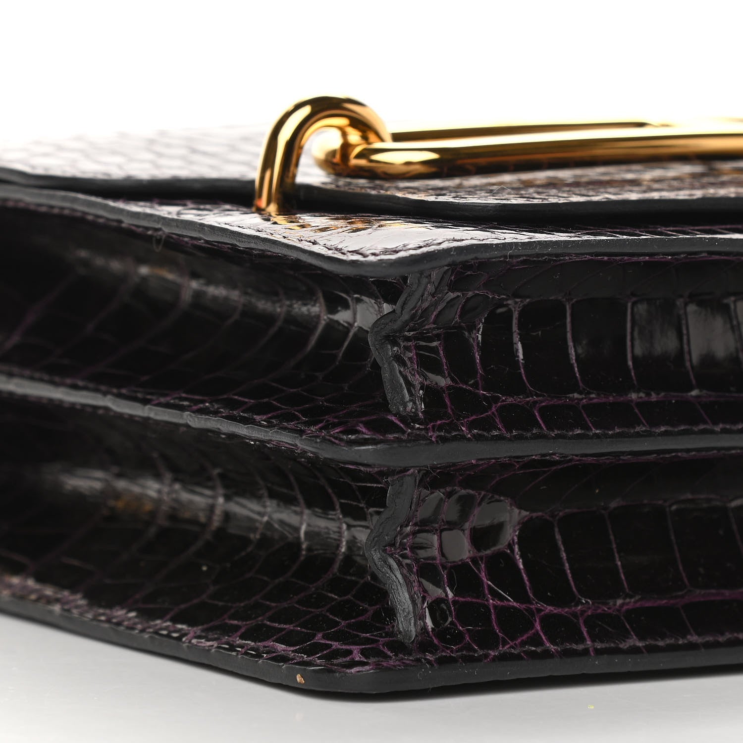 Hermes Shiny Alligator Mini Sac Roulis Prunoir 8 of 10
