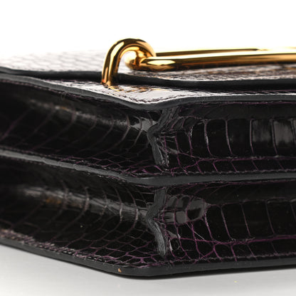 Hermes Shiny Alligator Mini Sac Roulis Prunoir 8 of 10