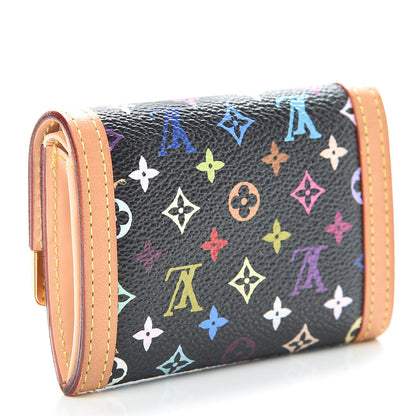 Louis Vuitton Monogram Multicolor Porte-Monnaie Plat Coin Purse Black 3 of 7