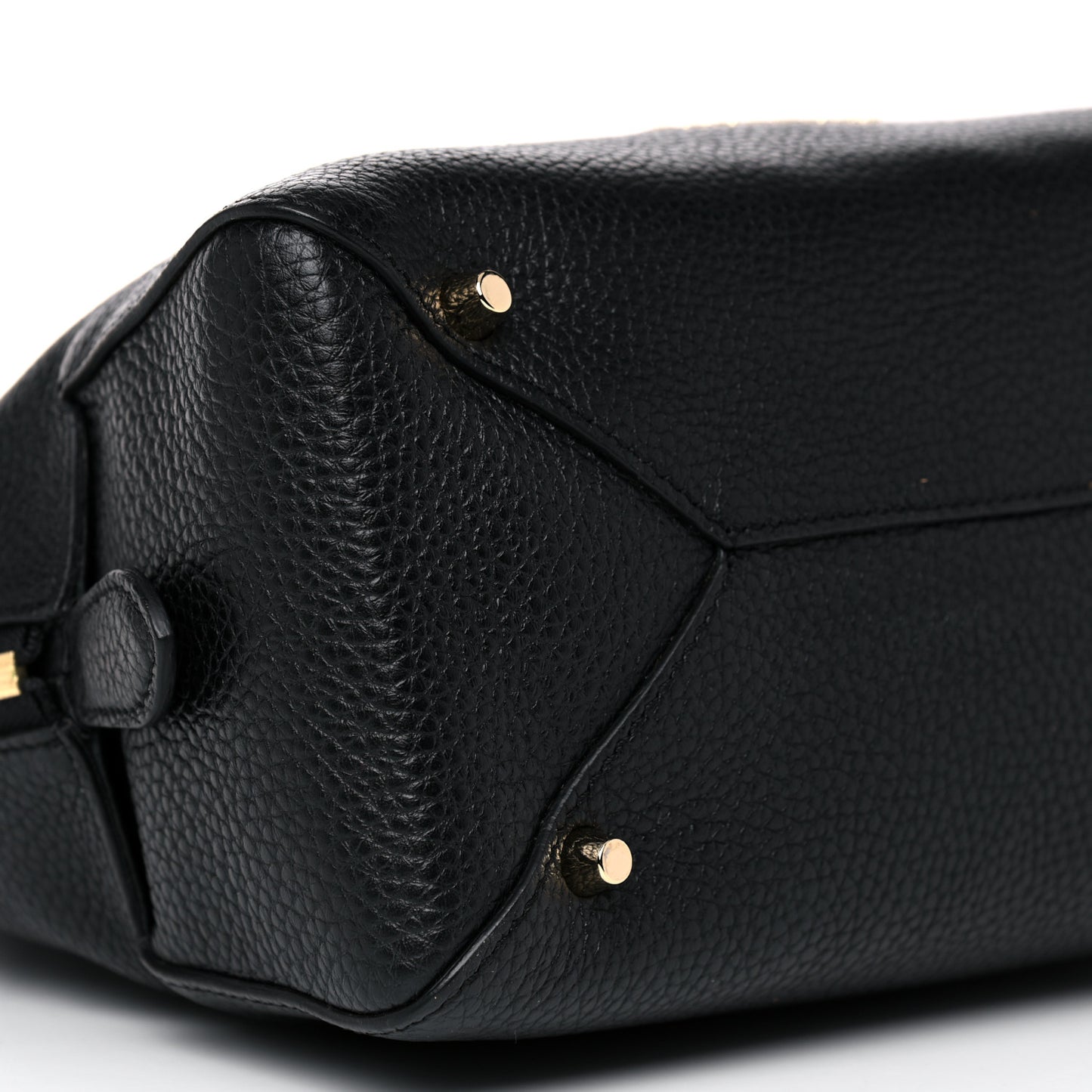 London Grainy Calfskin Small Greenwood Bowling Bag Black