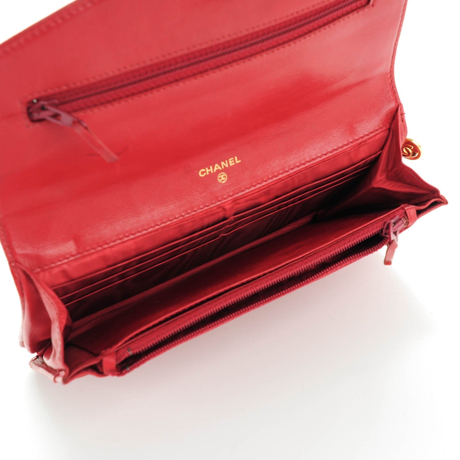 Chanel Caviar CC Flap Wallet Red 5 of 9