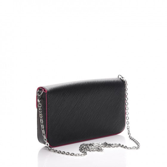 Epi Pochette Felicie Black Hot Pink