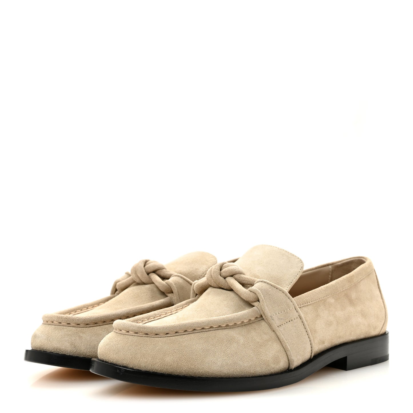 Suede Astaire Knot Loafers 38 Ecru