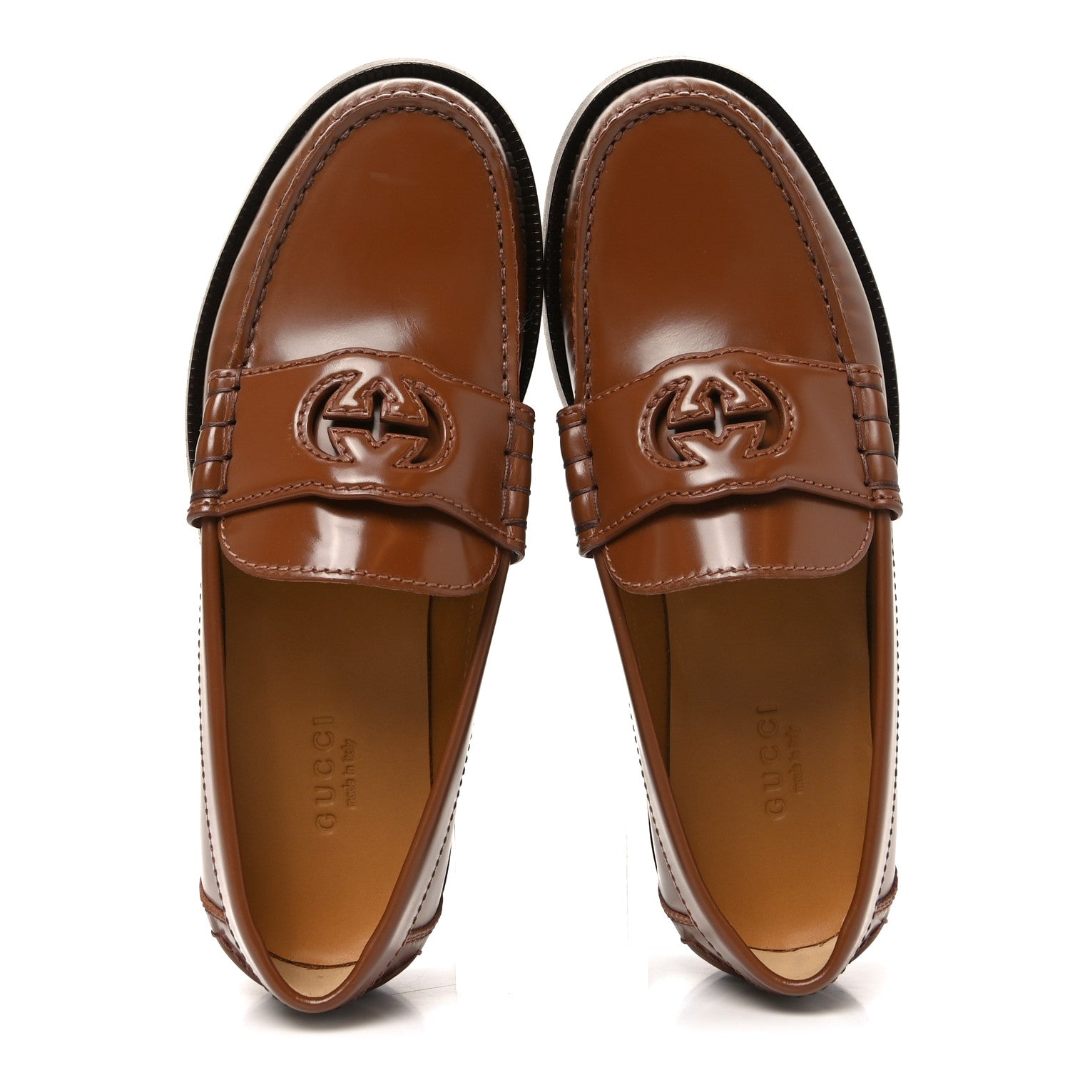 Gucci Millennial Ribot Cut Out Interlocking G Loafers 35 Cuir 2 of 8