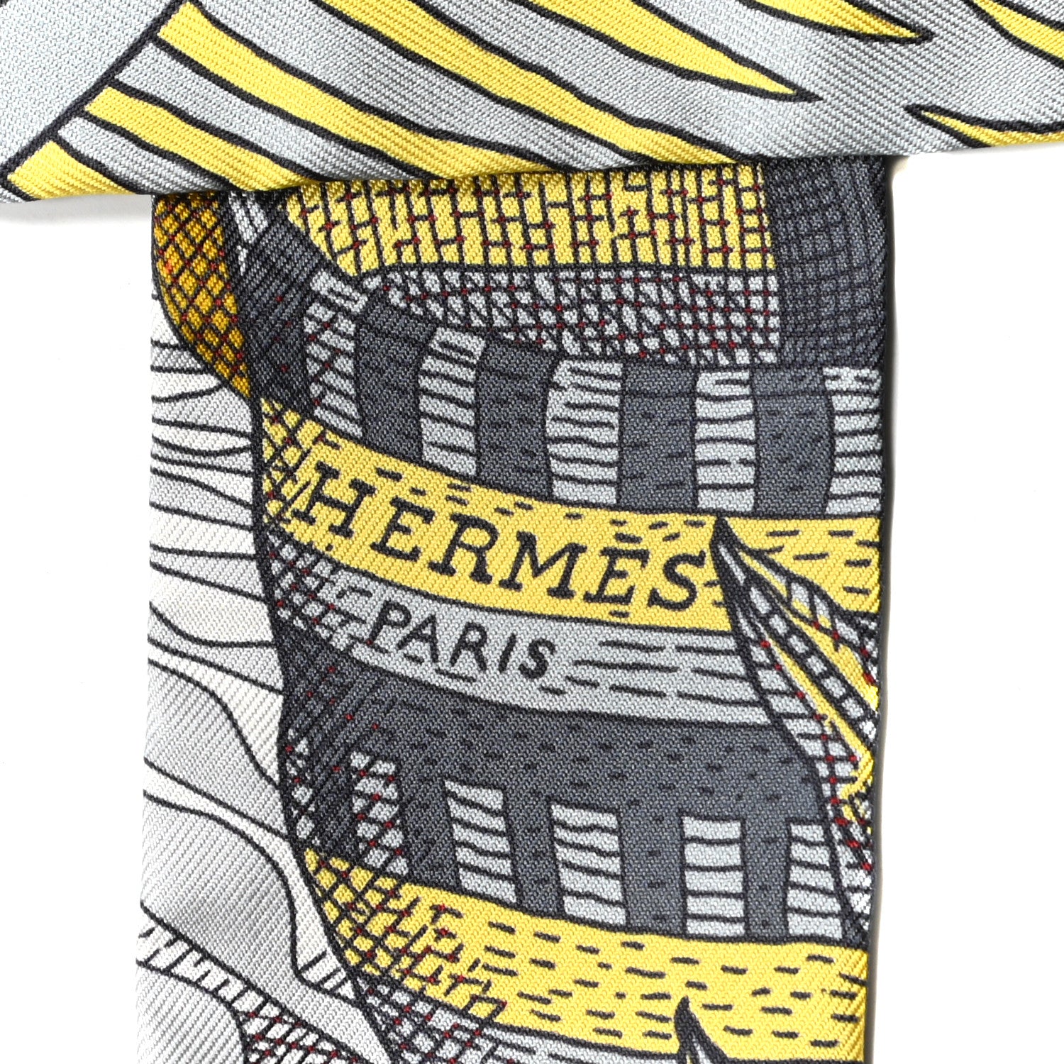 Hermes Silk La Danse Des Amazones Twilly Gris White Gold 2 of 5