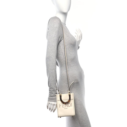 Fendi Vitello King Plexiglass Logo Embossed Mini Fendi Sunshine Shopper Tote White Ice 2 of 10