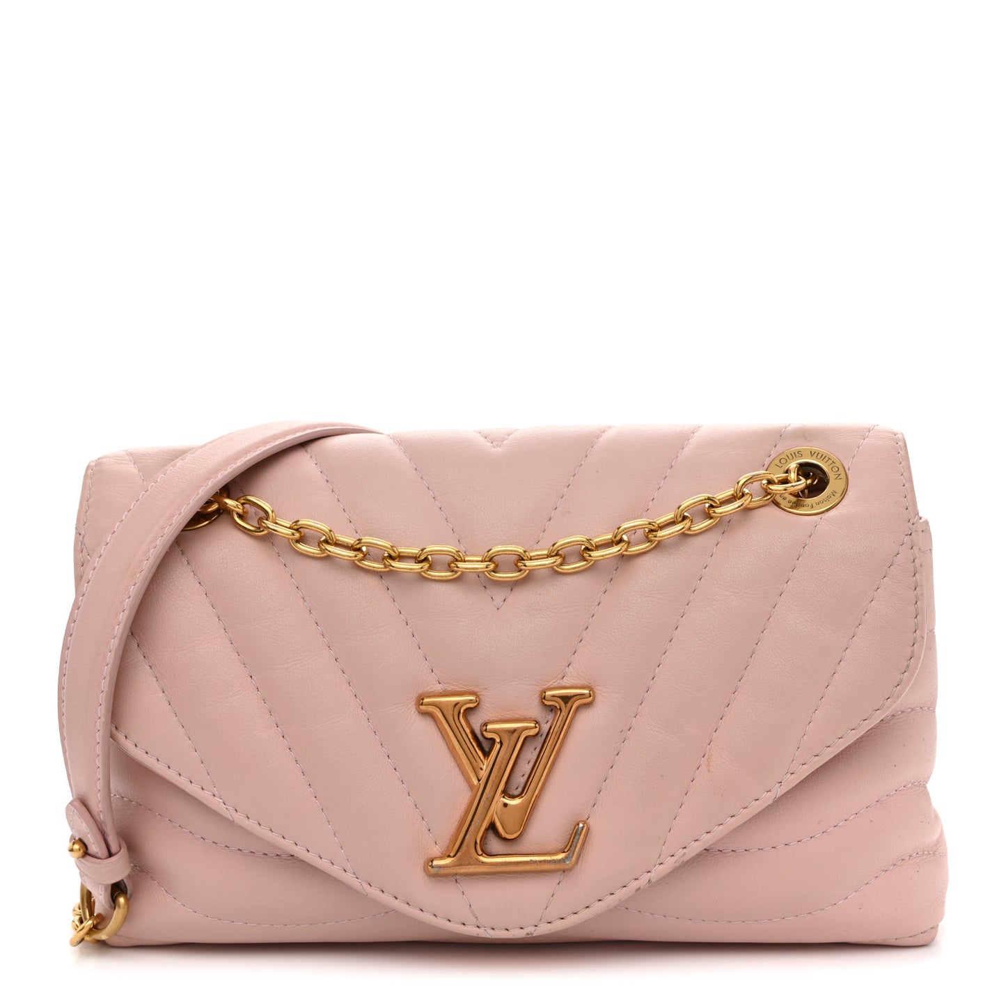 Calfskin New Wave Chain MM NM Rose Ballerine