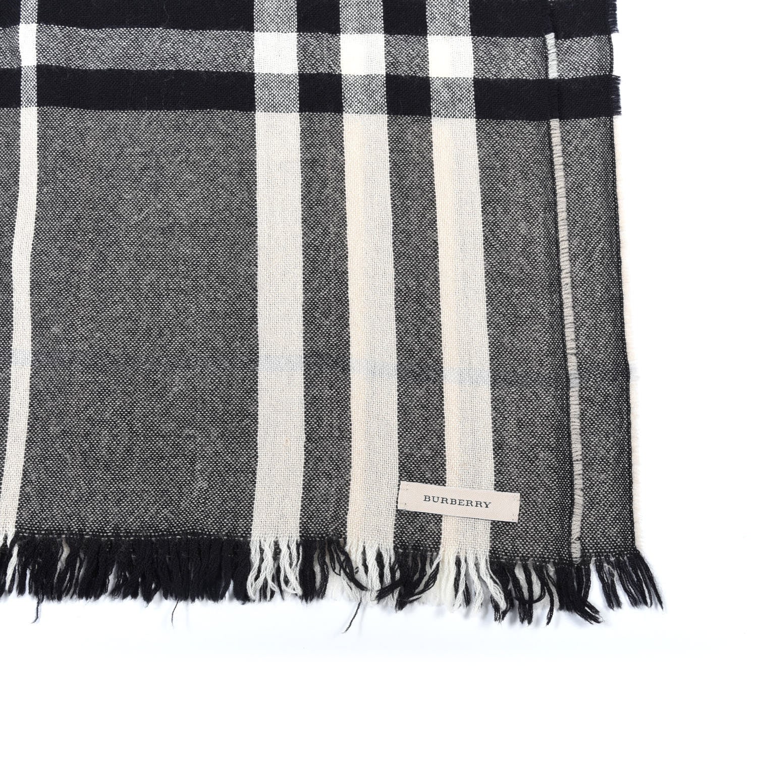 Burberry Silk Wool Giant Check Scarf Charcoal 3 of 5
