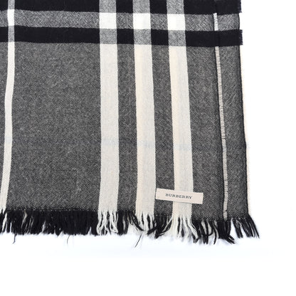 Burberry Silk Wool Giant Check Scarf Charcoal 3 of 5