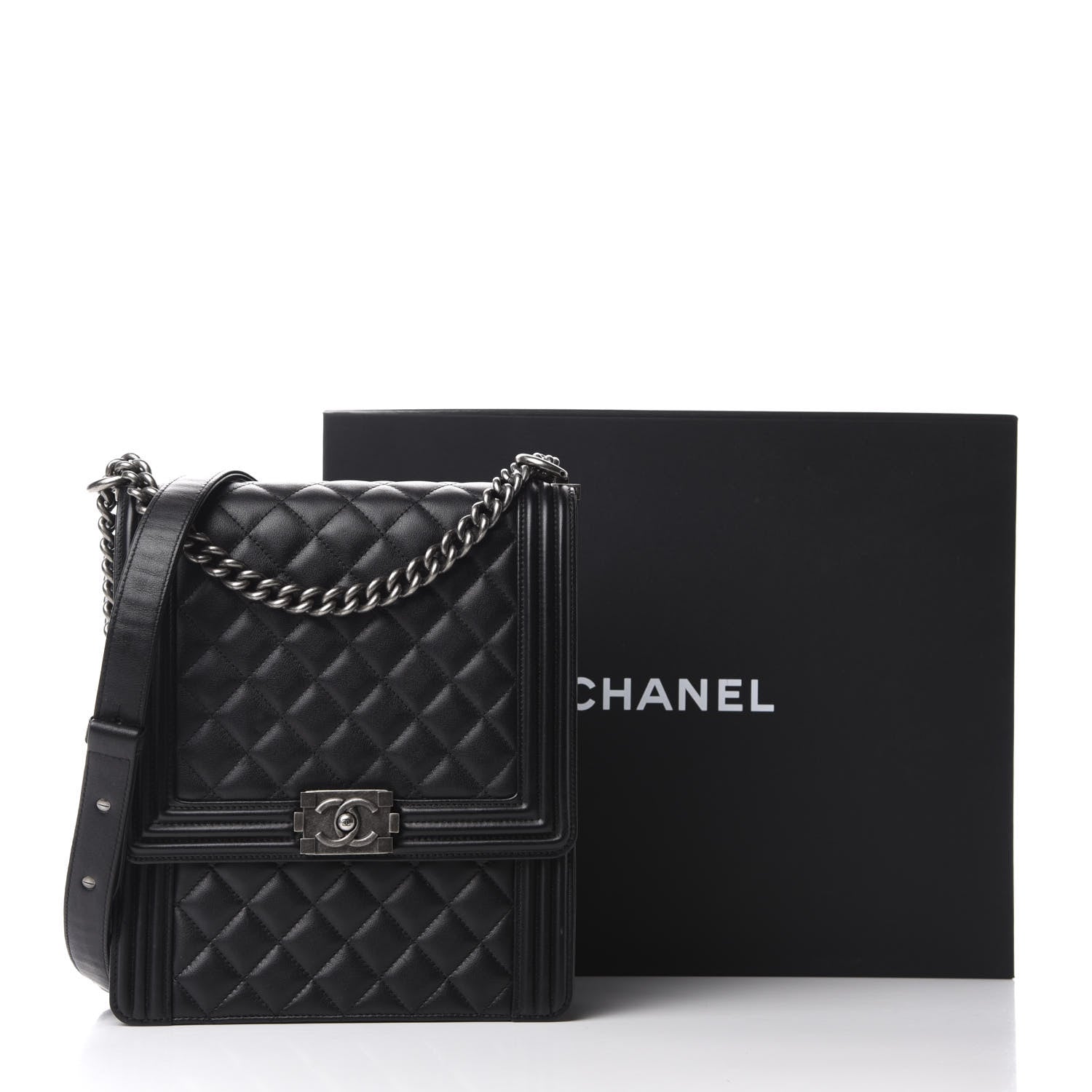 Chanel Calfskin Quilted North South Boy Flap Black 11 of 11