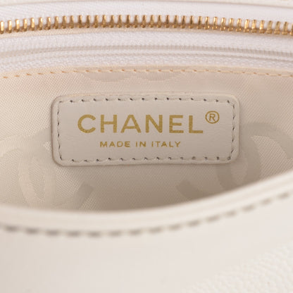 Chanel Caviar Resin CC Zip Clutch White 5 of 7