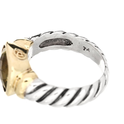 David Yurman Sterling Silver 14K Yellow Gold Prasiolite 10mm Noblesse Ring 52 6 5 of 6