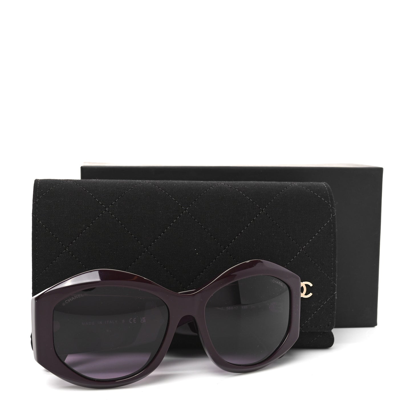 Acetate Quilted CC Sunglasses 5486-A Burgundy