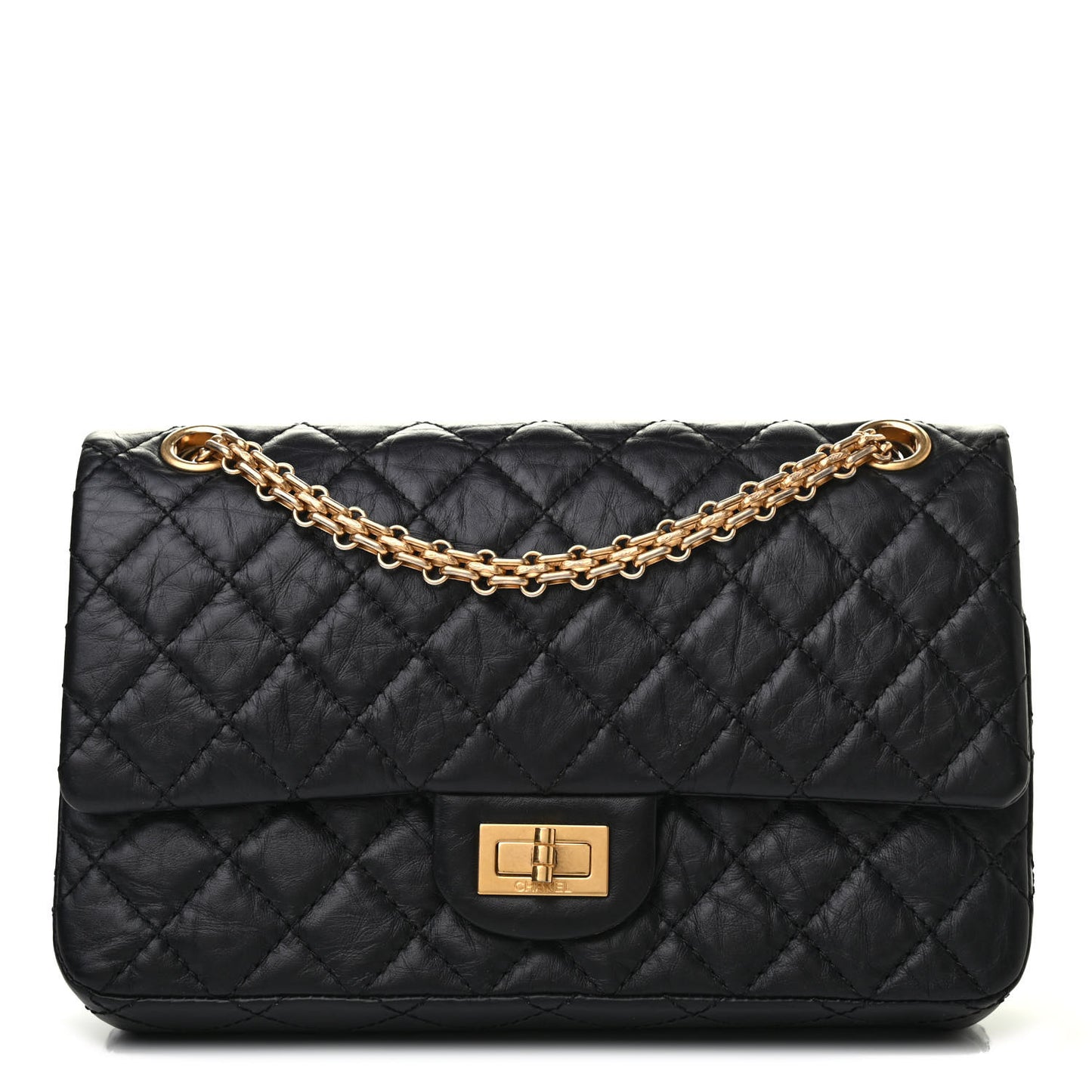 Aged Calfskin Quilted 2.55 Reissue 225 Flap Black
