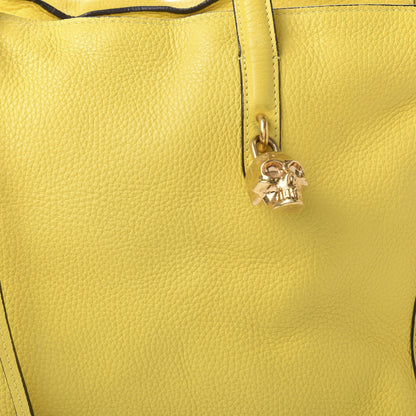 Alexander McQueen Pebbled Calfskin Large Skull Padlock Zip Around Tote Yellow 11 of 16