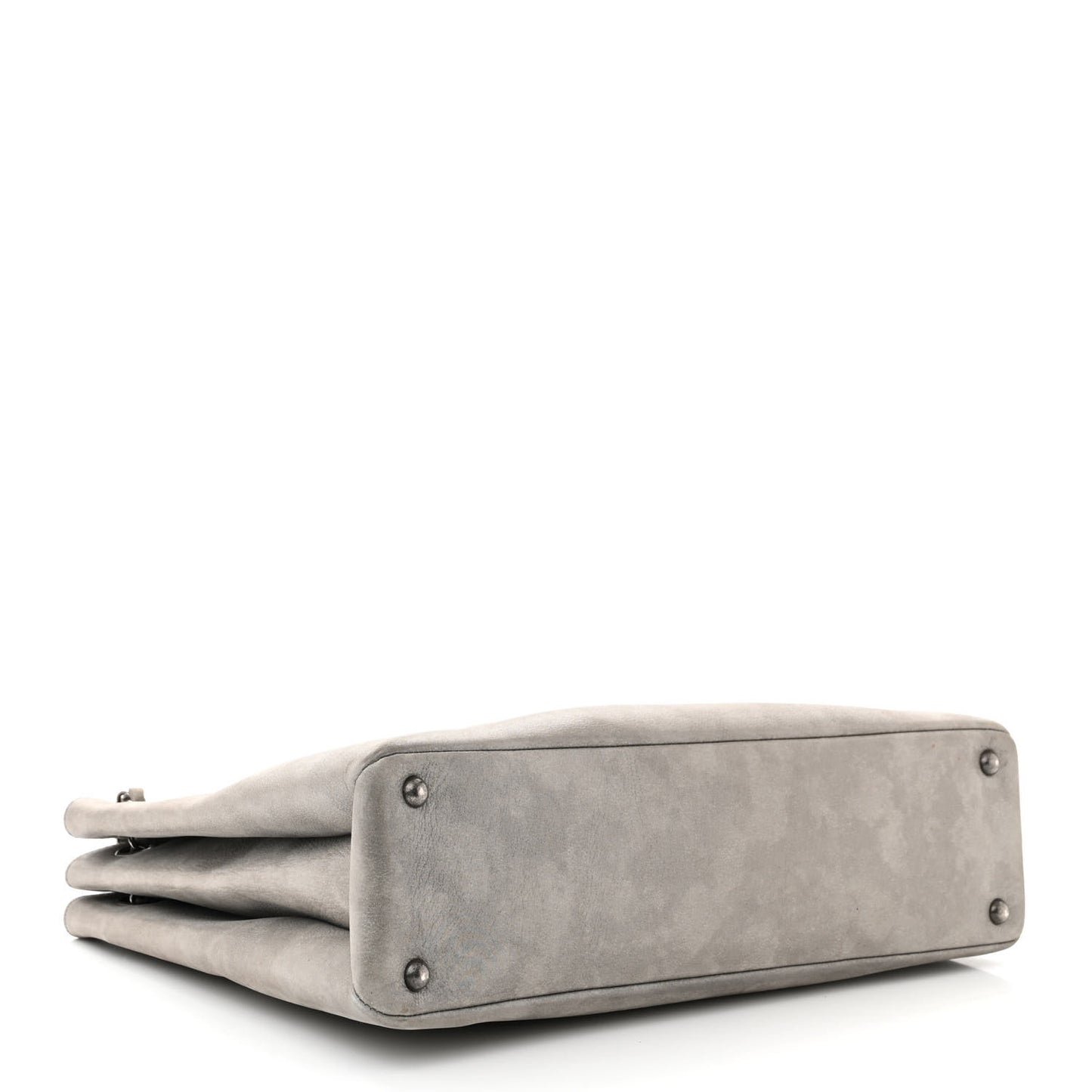 Iridescent Calfskin CC East West Shopping Tote Light Grey