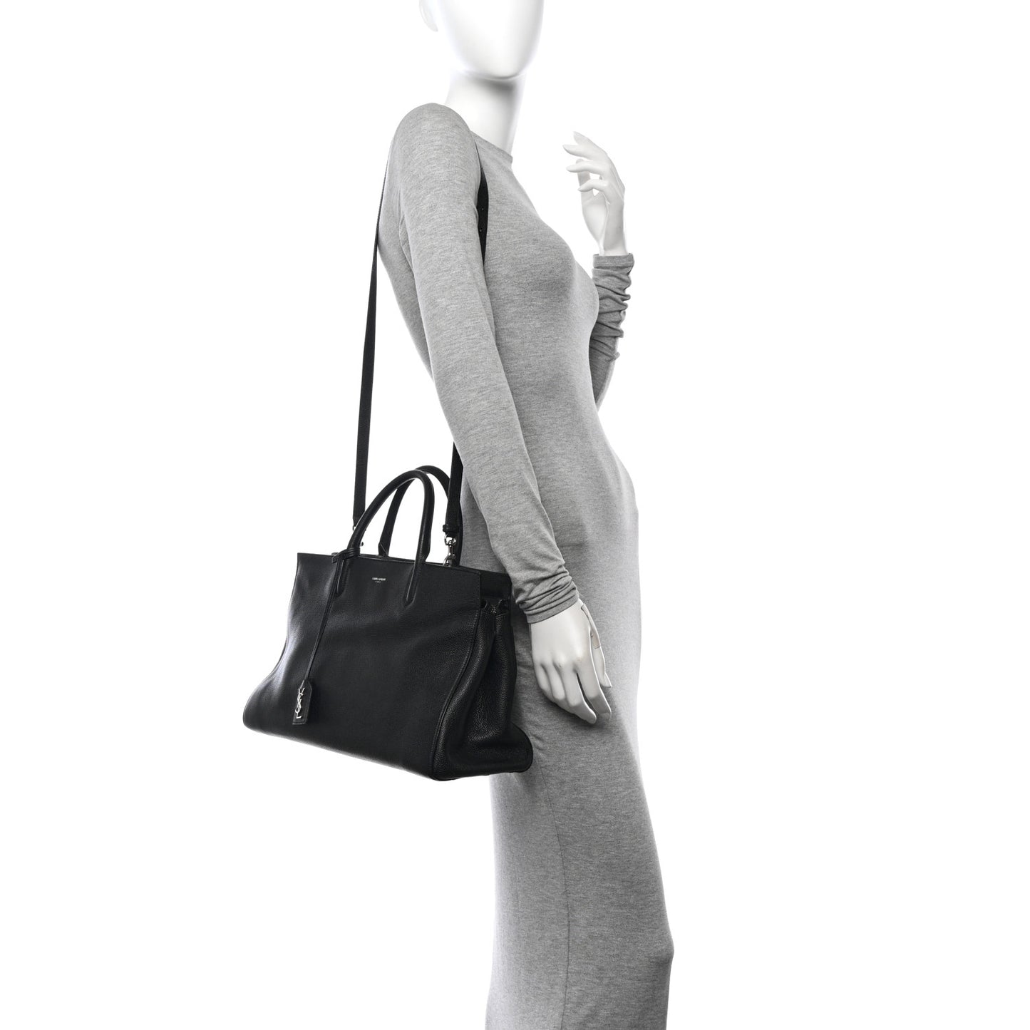 Grained Calfskin Medium Cabas Rive Gauche Black